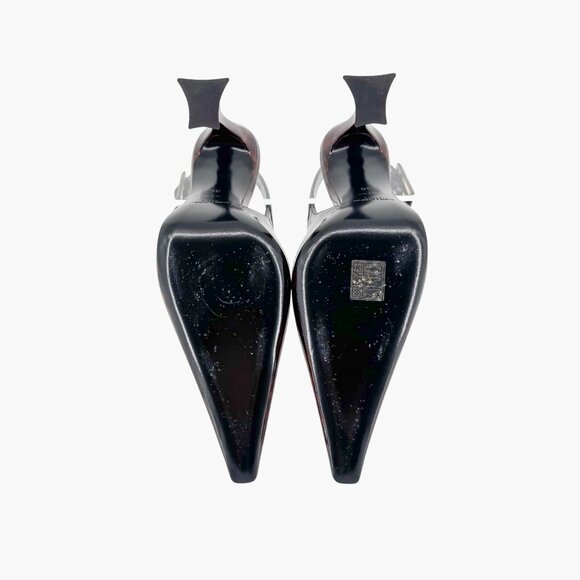 Saint Laurent Dune 110 Brown Patent Pumps Slingback High Heels Size 38 US 8 - Picture 11 of 15